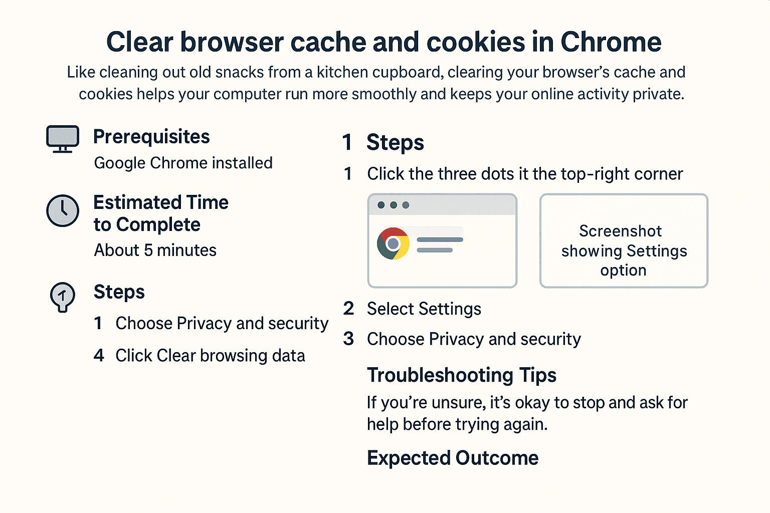Clear browser cache and cookies in Chrome