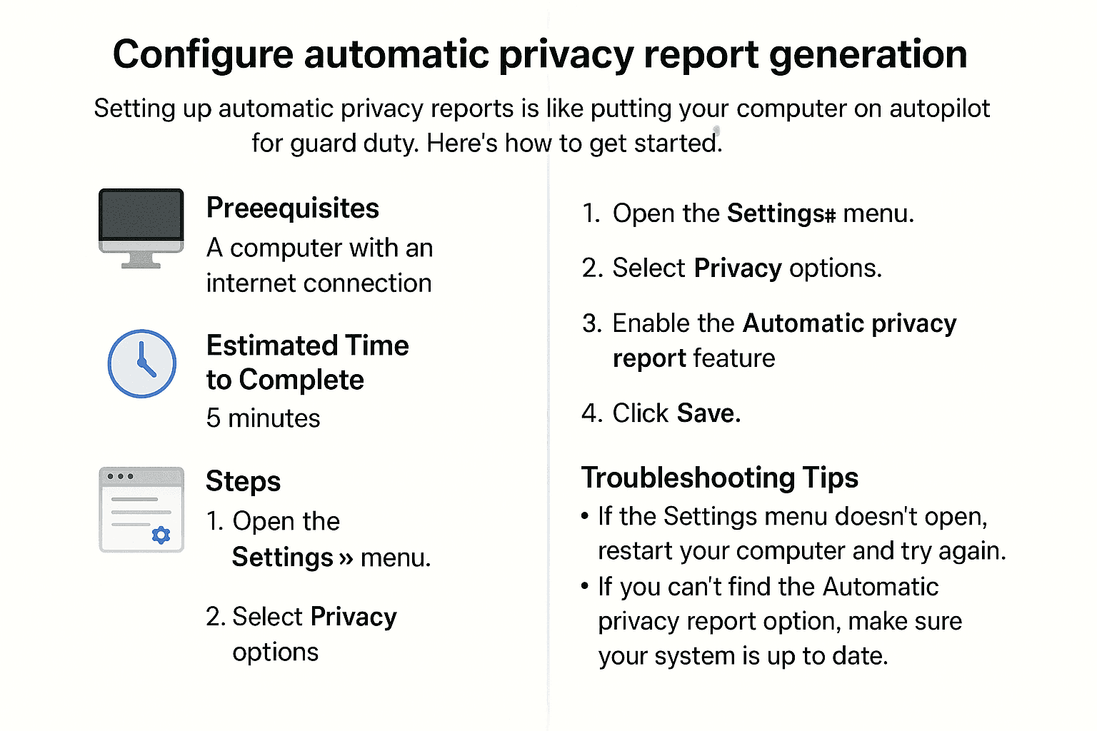 Configure automatic privacy report generation
