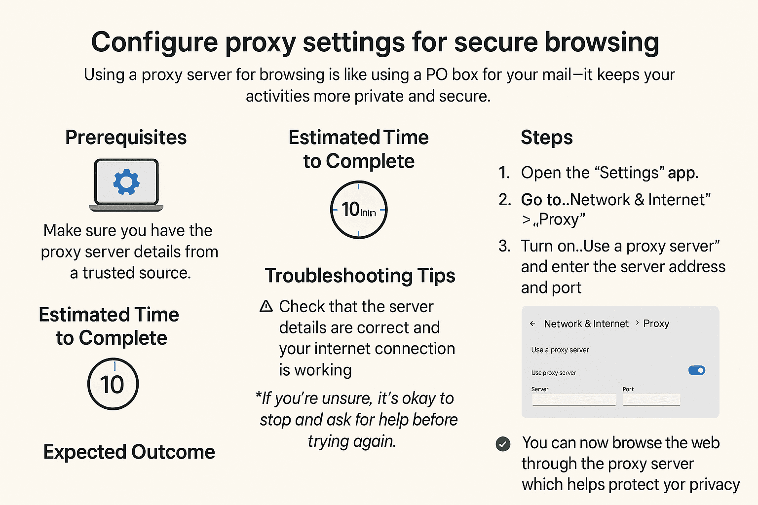 Configure proxy settings for secure browsing