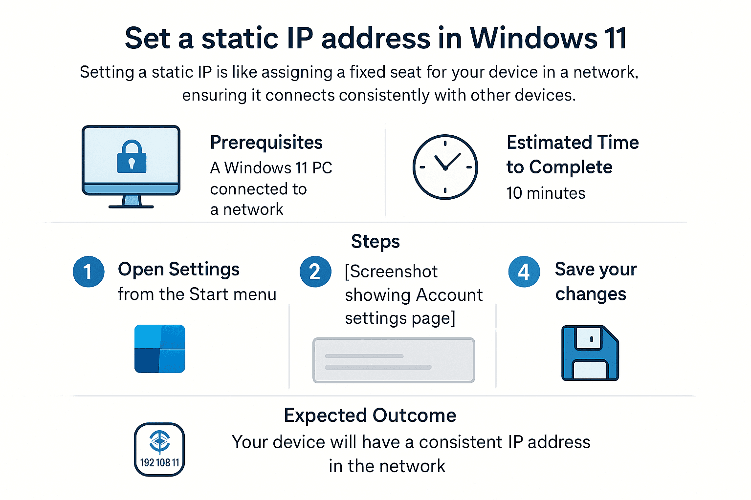 Set a static IP address in windows 11