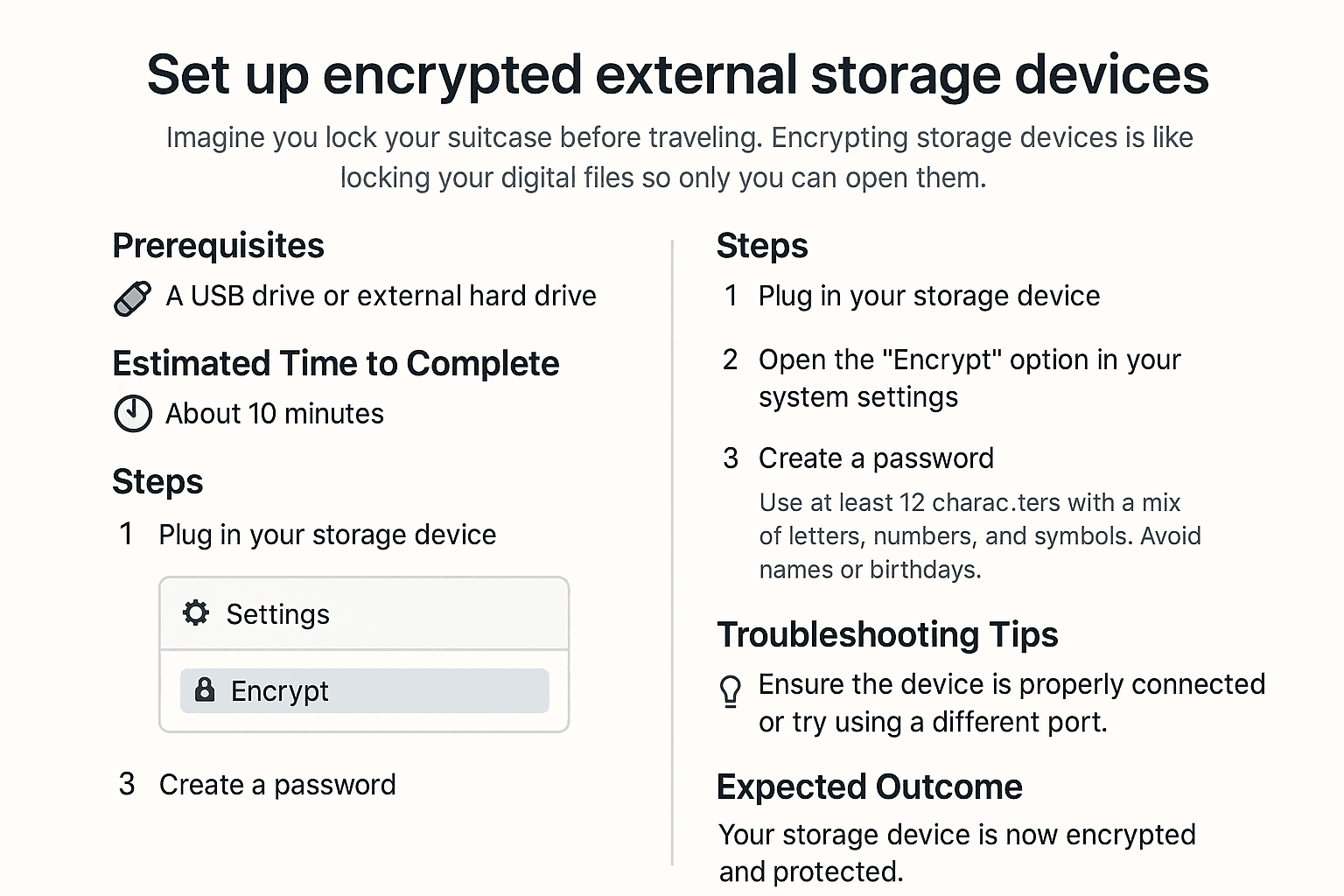 Set up encrypted external storage devices