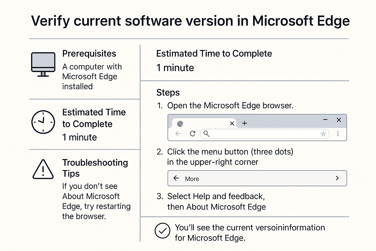 Verify current software version in Microsoft Edge