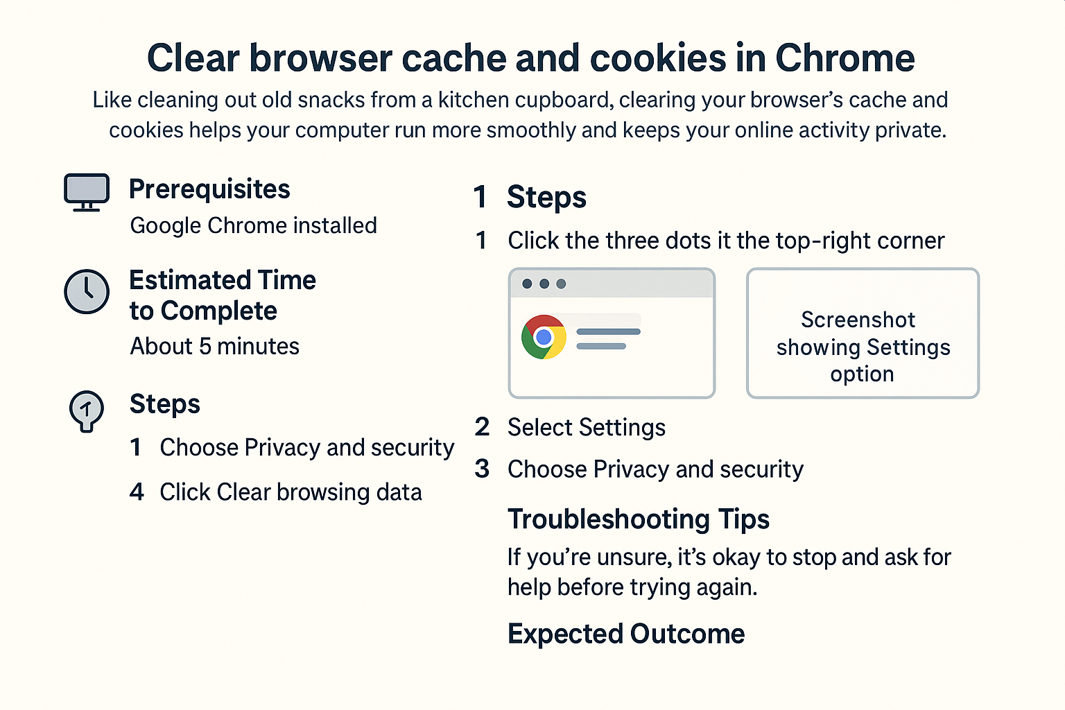 Clear browser cache and cookies in Chrome