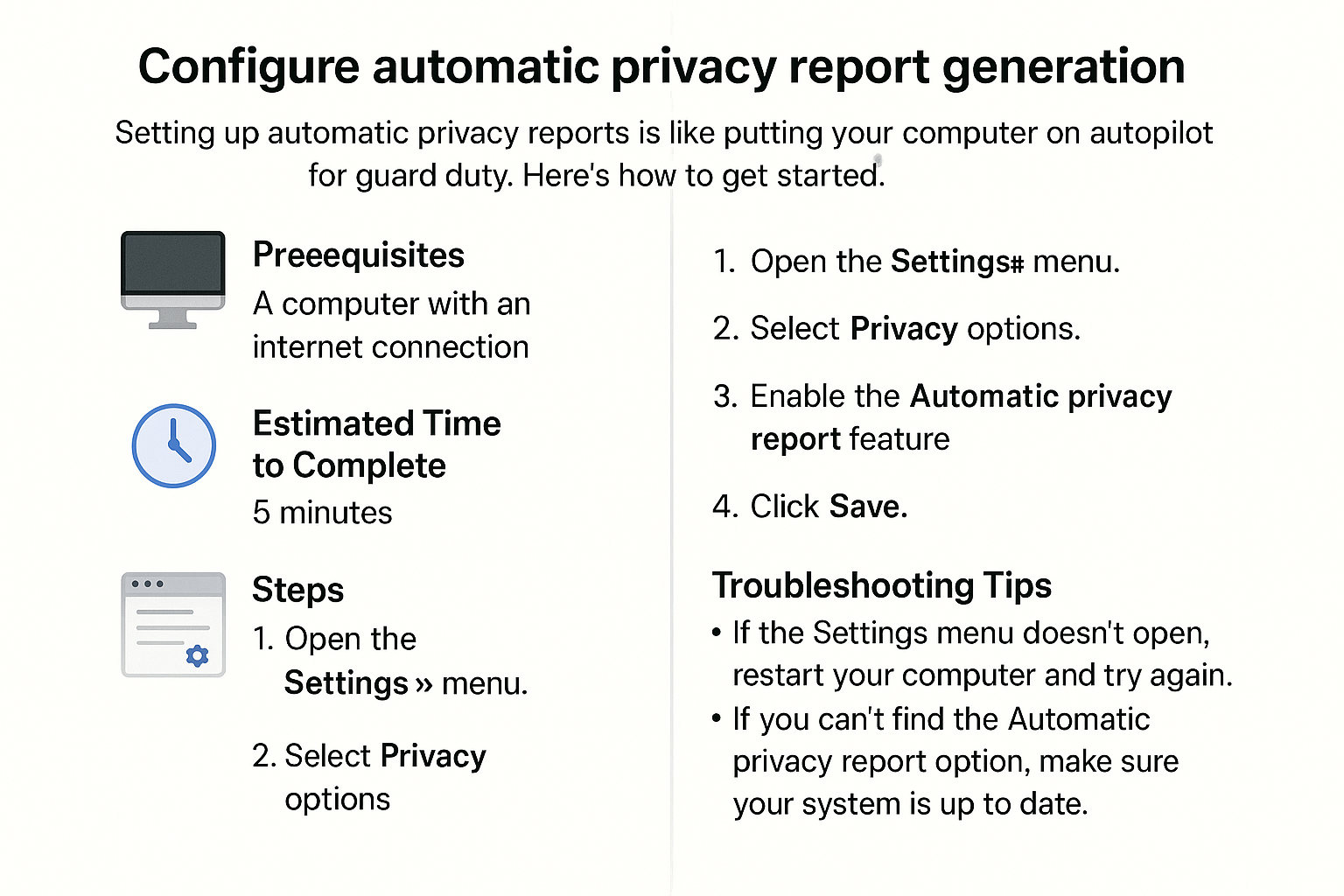 Configure automatic privacy report generation