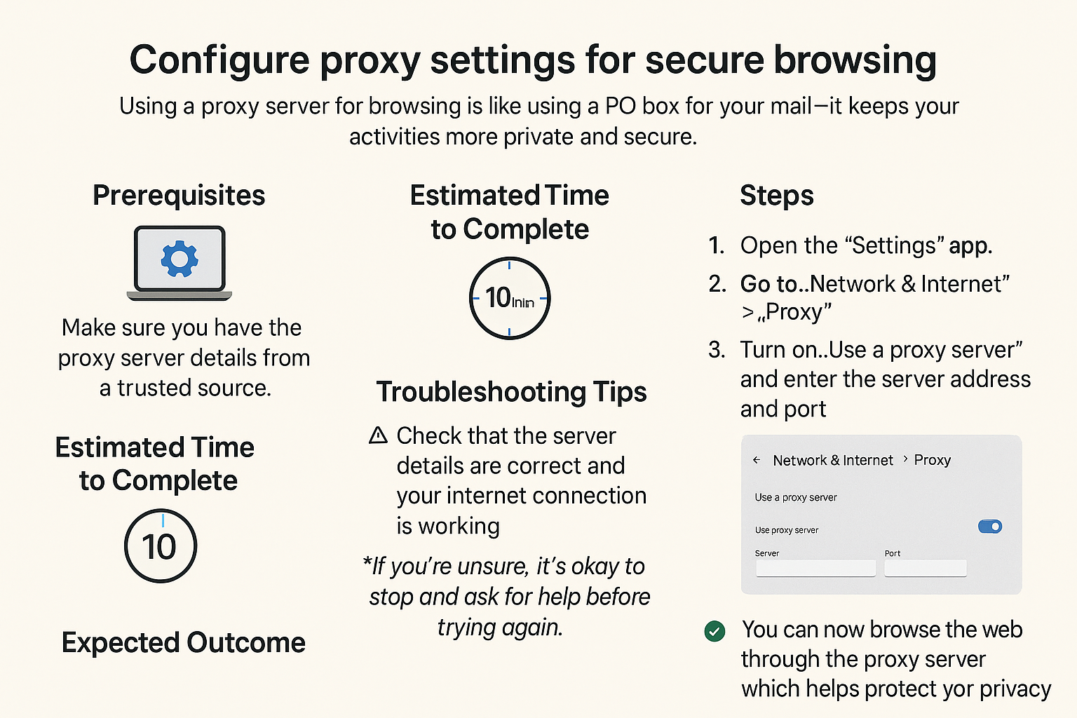 Configure proxy settings for secure browsing