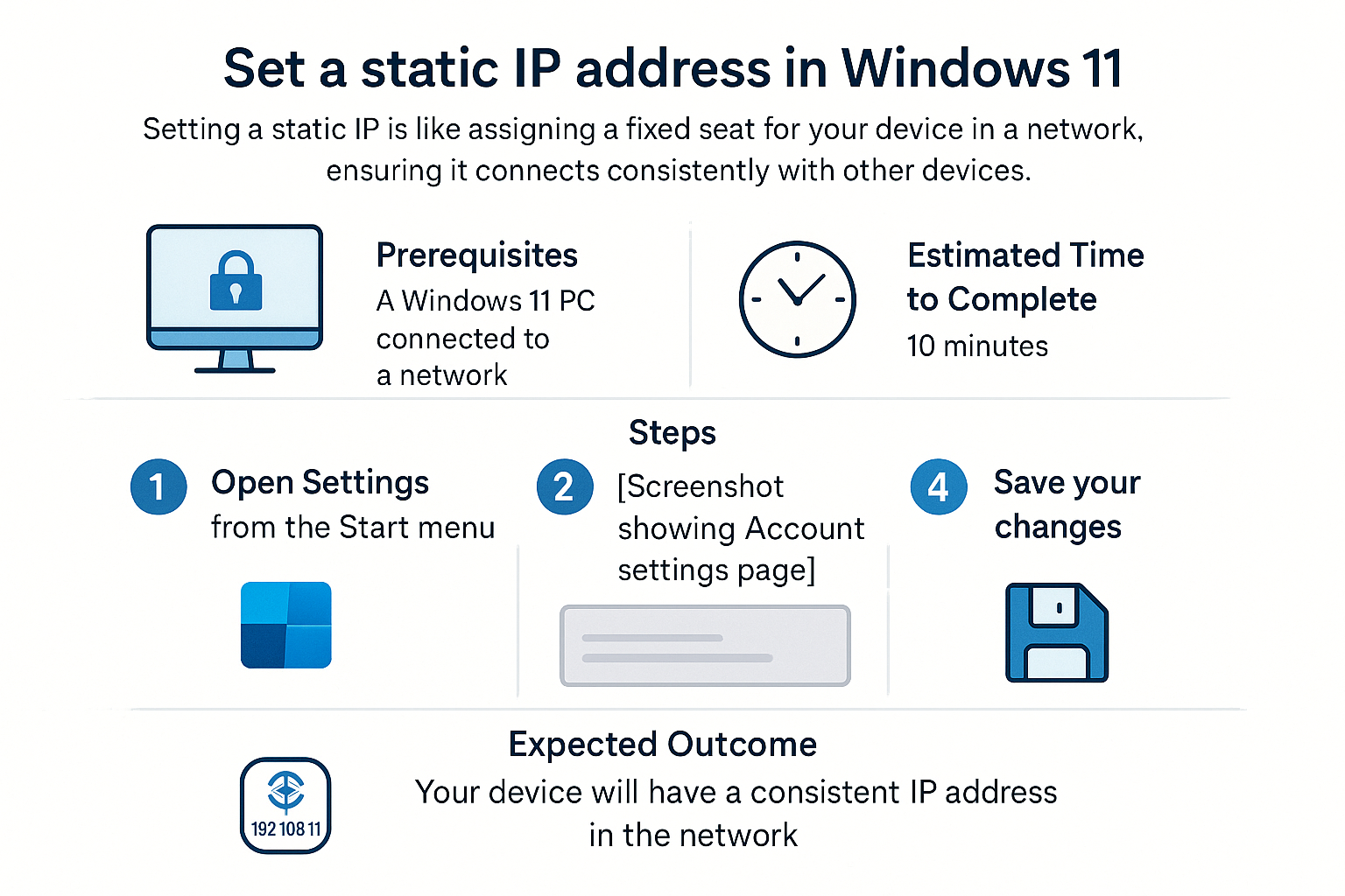Set a static IP address in windows 11