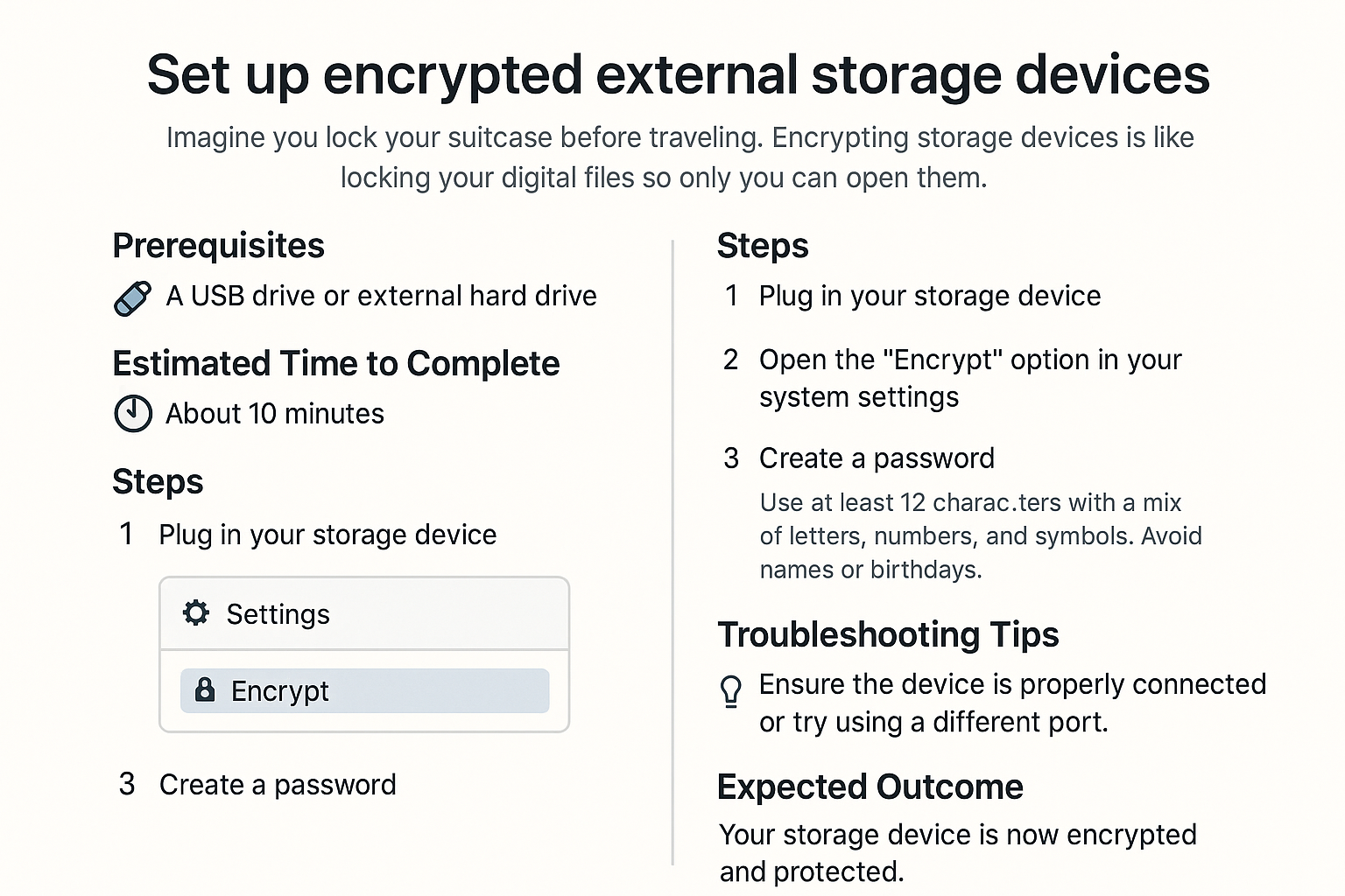 Set up encrypted external storage devices